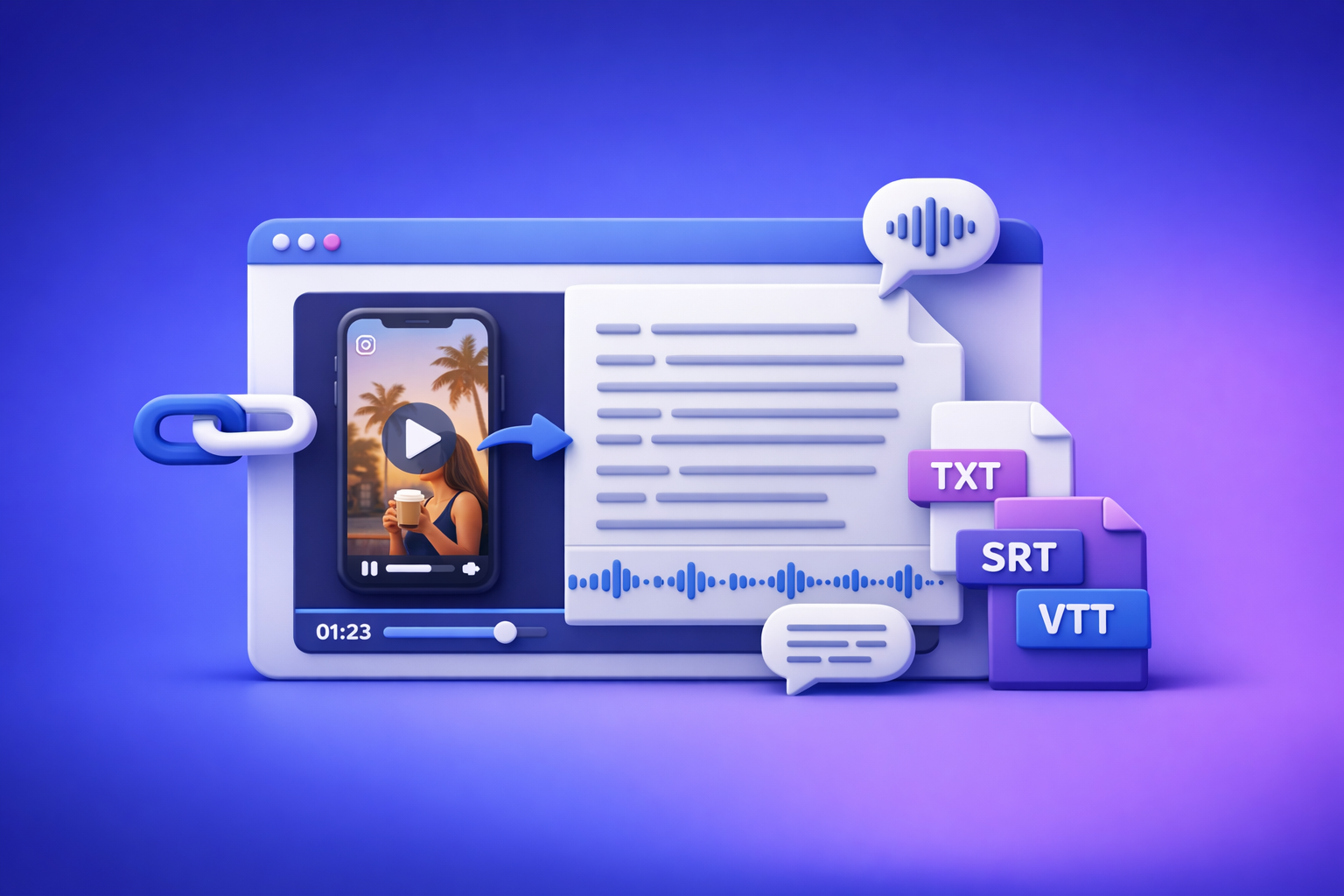 Cover Image for Free Instagram Transcript Generator (From a Link): Get Reel Transcripts Fast with VideoToTextAI