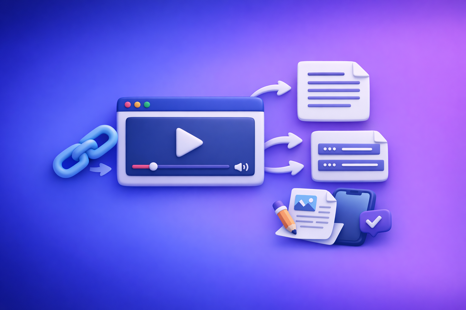 Cover Image for Video to Text: Convert Any Video Link into a Transcript, Subtitles (SRT/VTT), and Repurposed Content